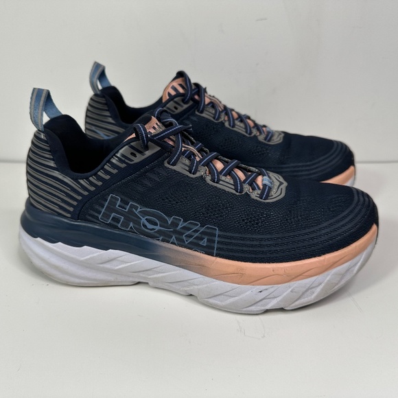 Hoka One One Bondi 6 Shoes - Hoka One One Bondi 6 Running Shoes Women's 8.5 Mood Indigo/Dusty Pink